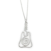 Silver Plated Pendant Necklace - Guitar