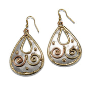 Mixed Metal Earrings - Open Teardrop with Spirals