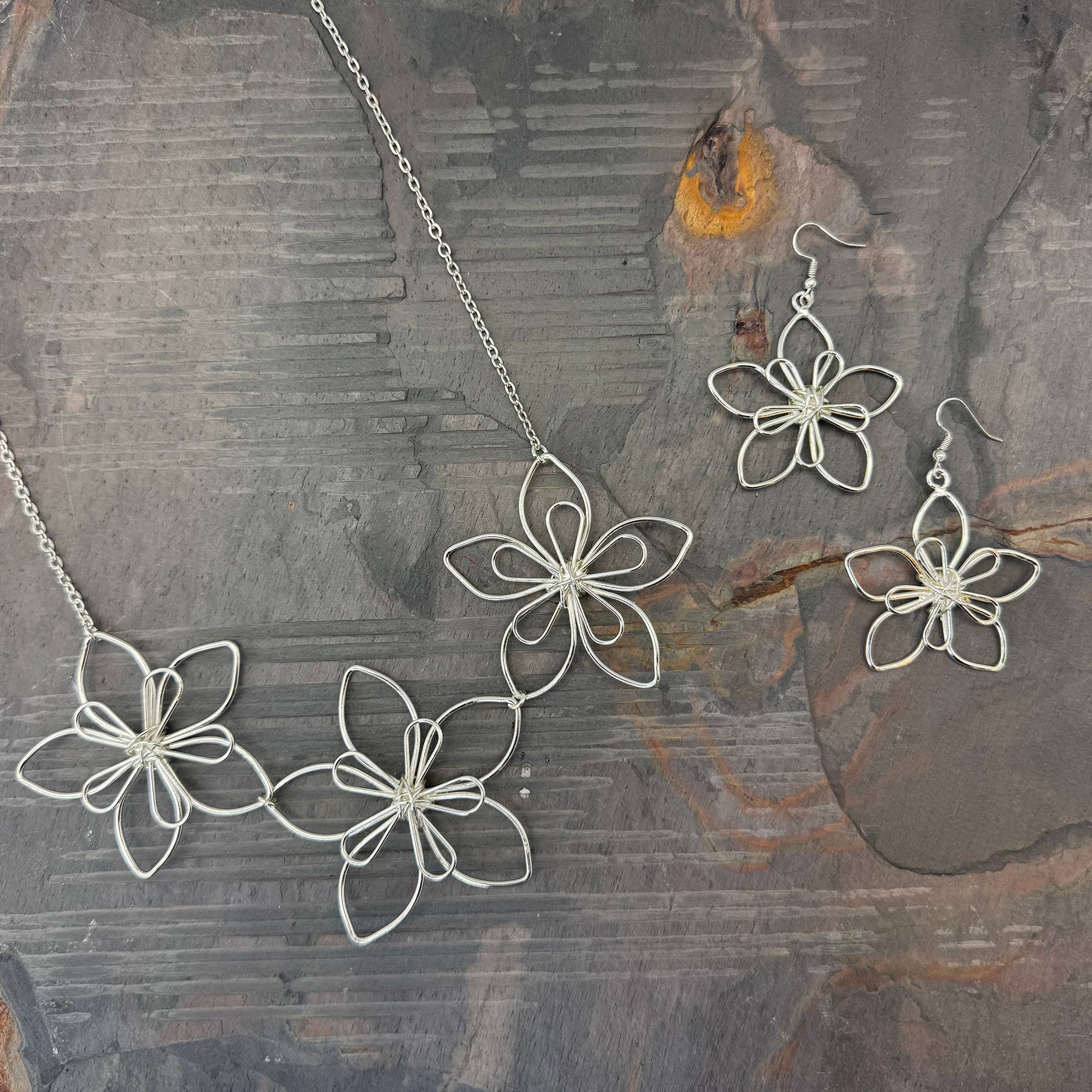 Handcrafted Blooming Petals Silver Earrings