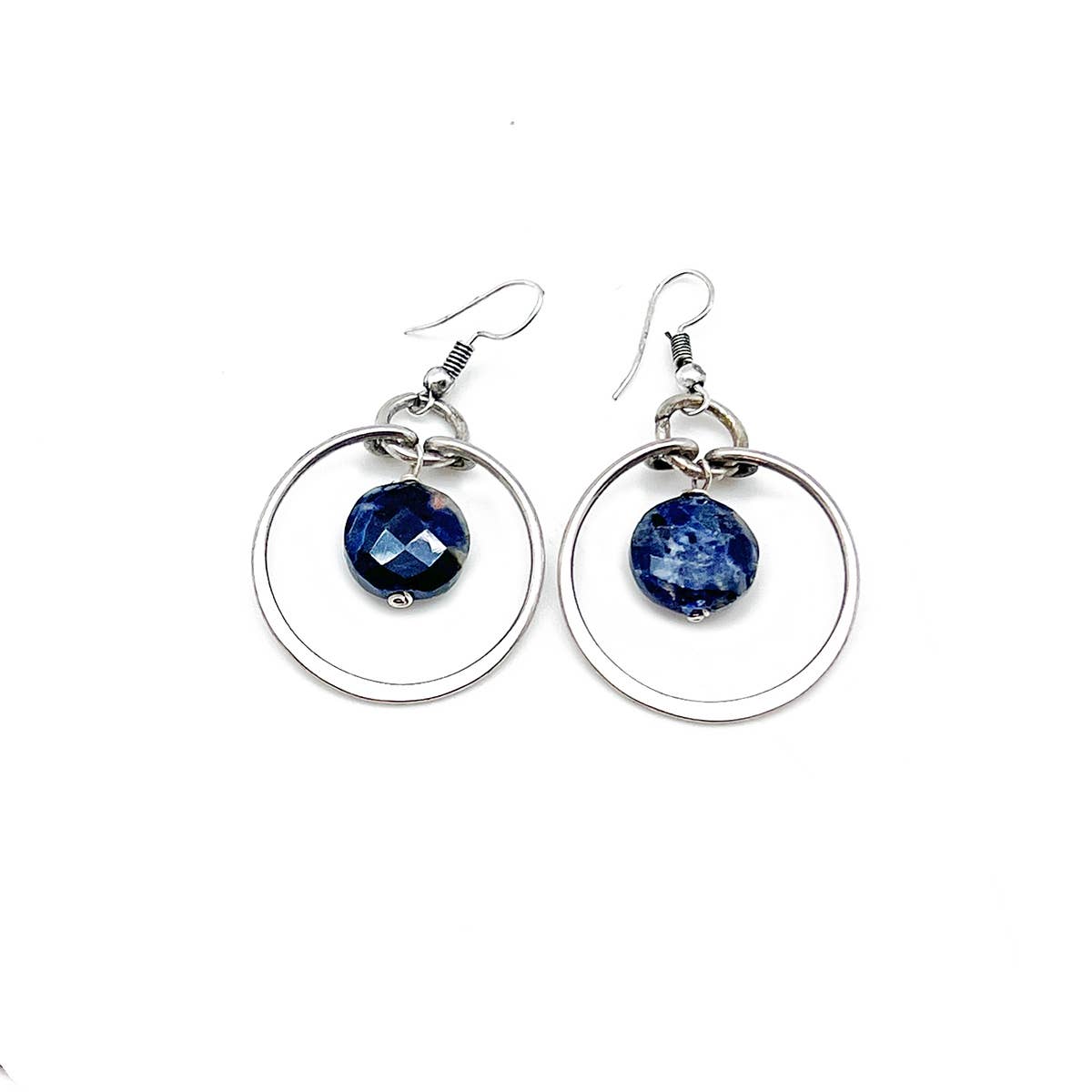 Banjara Collection Earrings - Silver Rings and Sodalite