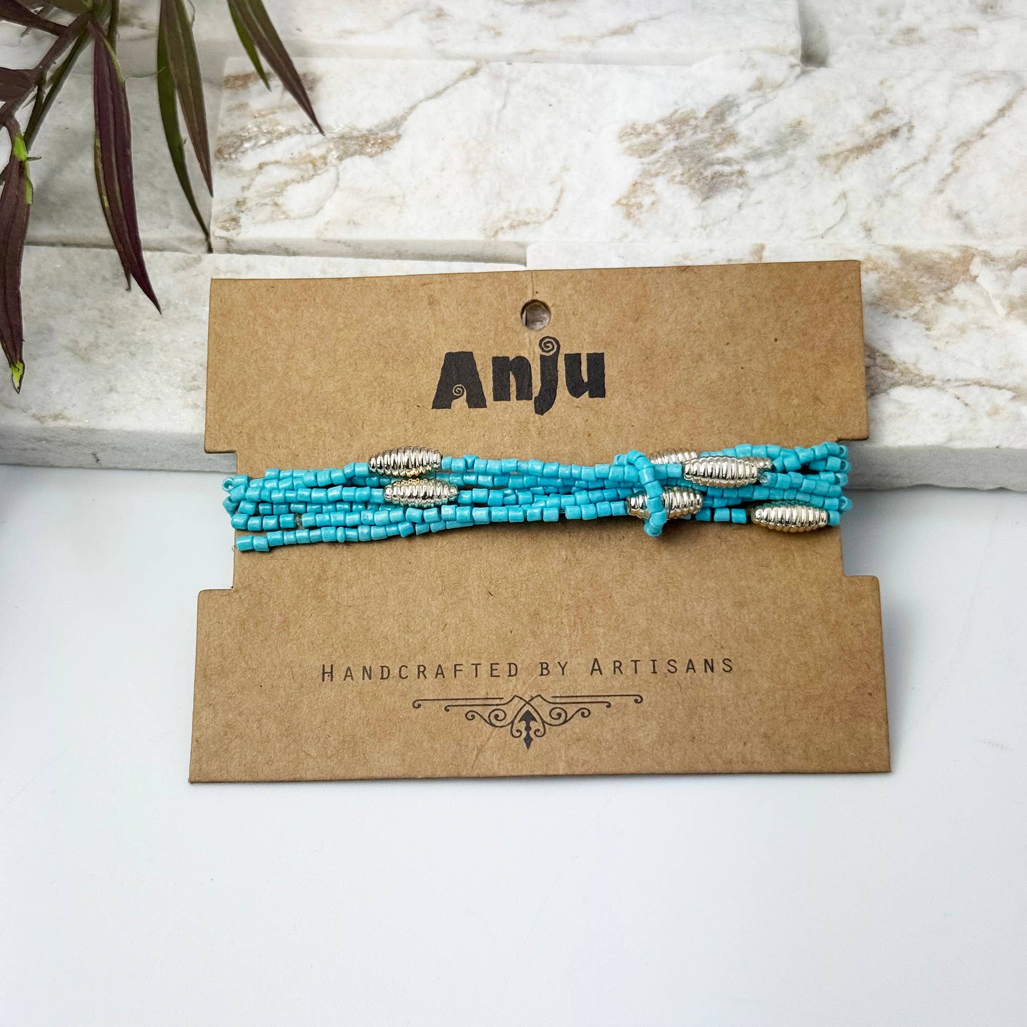 Seed Bead Stretch Bracelet - Sky Blue
