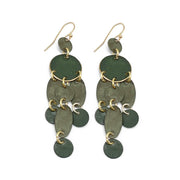 Brass Patina Earrings - Forest Green Layered Tassles