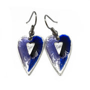 Pewter Earrings with Color Enamel - Cobalt/Lavender Heart