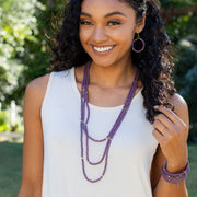 Sachi Chromatic Hues - Purple Long Multi-Strand Necklace