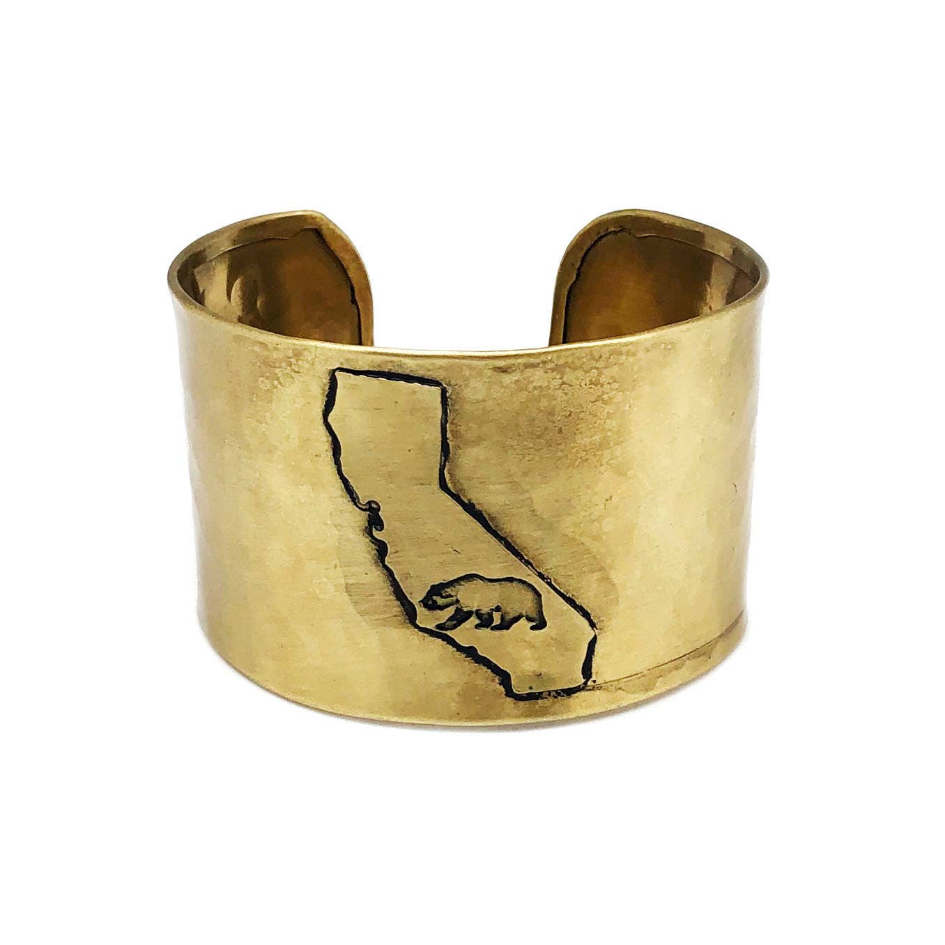 Antique Brass Adjustable Cuff Bracelet - California w/ Bear