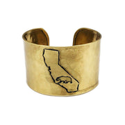 Antique Brass Adjustable Cuff Bracelet - California w/ Bear