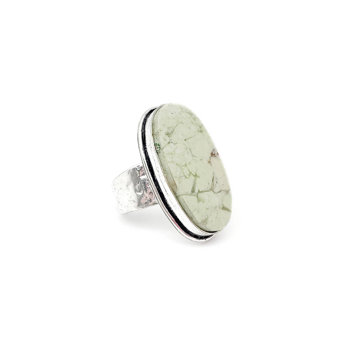 Handcrafted Kashi Semiprecious Stone Ring -Lemon Chrysoprase