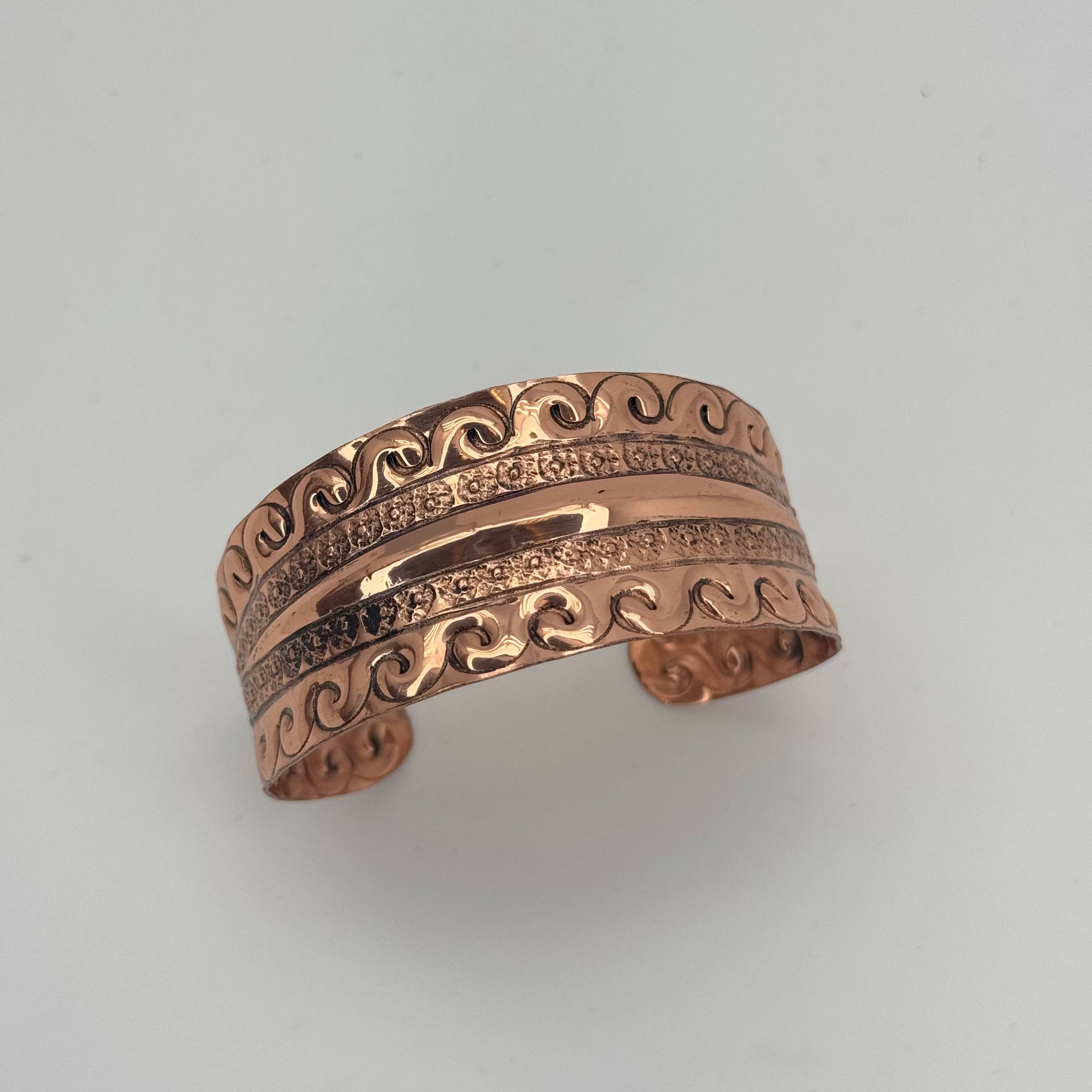 Handcrafted Ocean Wave Scroll Copper Cuff