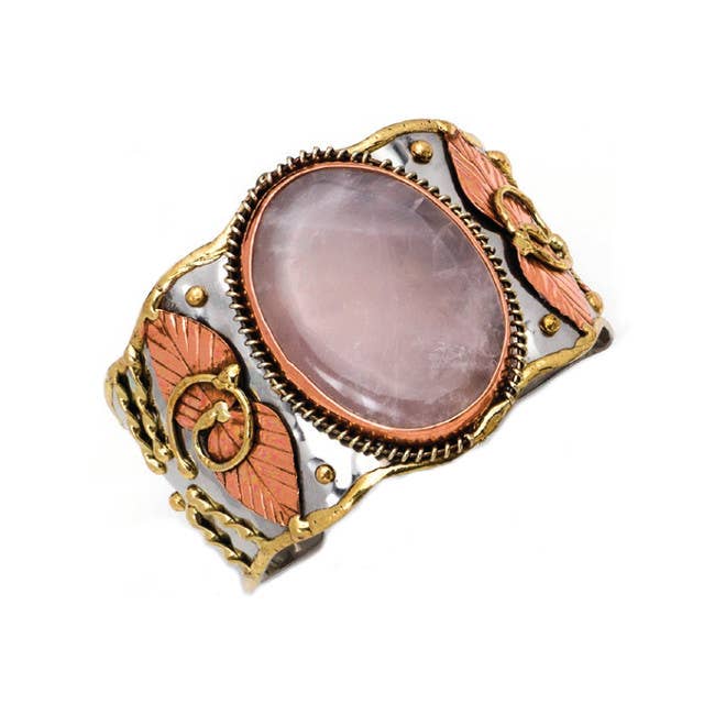 Mixed Metal and Rose Quartz Bracelet