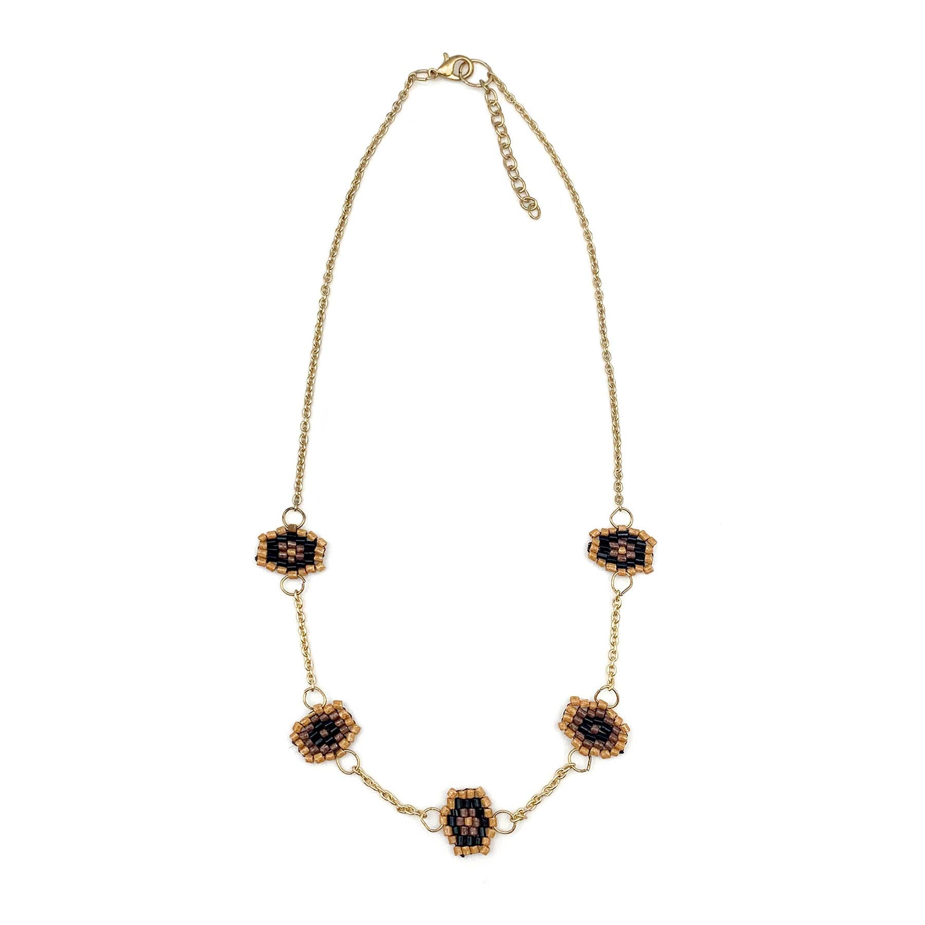 Sachi Beaded Safari Necklace - Five Mini Beaded Charms