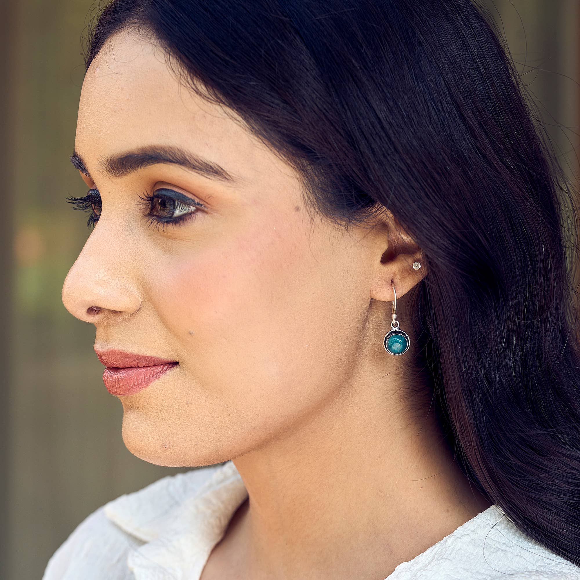 Handcrafted Semiprecious Small Stone Earrings - Apatite