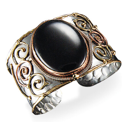 Mixed Metal and Black Onyx Stone Bracelet