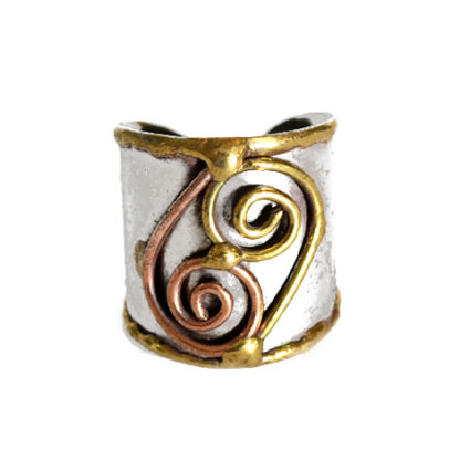 Mixed Metal Double Swirl Cuff Ring