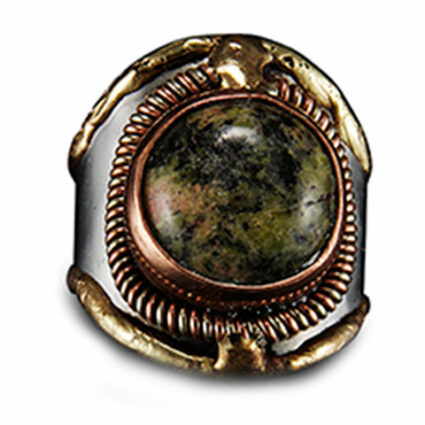 Mixed Metal and Semiprecious Stone Ring Unakite