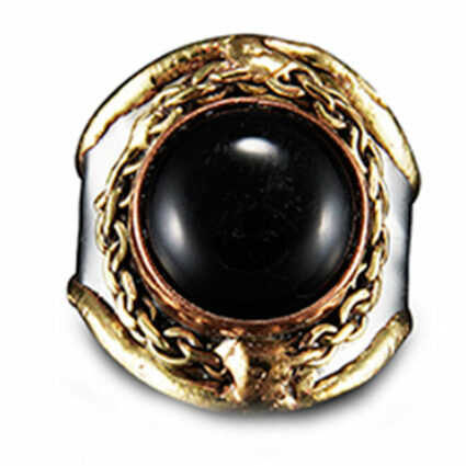 Mixed Metal and Semiprecious Stone Ring Black Onyx