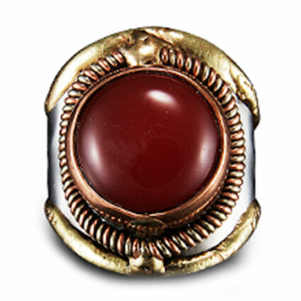 Mixed Metal and Semiprecious Stone Ring Red Onyx