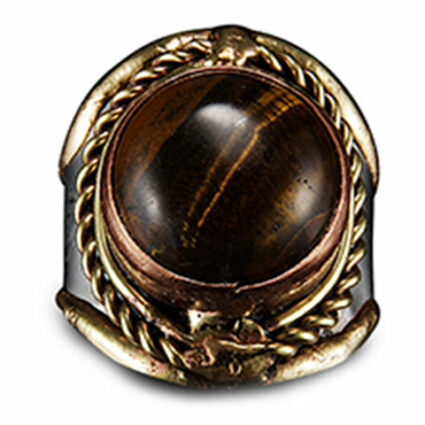 Mixed Metal and Semiprecious Stone Ring Tiger Eye