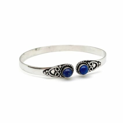 Tanvi Collection Bangle Bracelet - Silver with Lapis