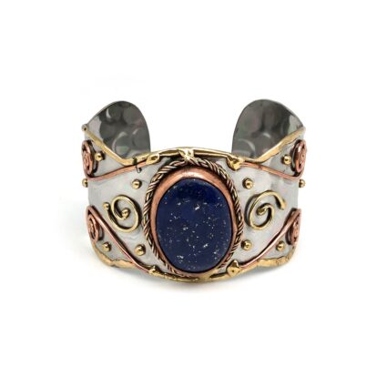 Mixed Metal and Lapis Lazuli Stone Bracelet
