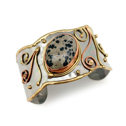 Mixed Metal and Dalmatian Jasper Stone Bracelet