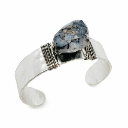 Banjara Hammered Cuff With Stone - Merlinite