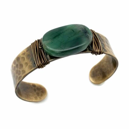 Banjara Hammered Cuff With Stone - Aventurine