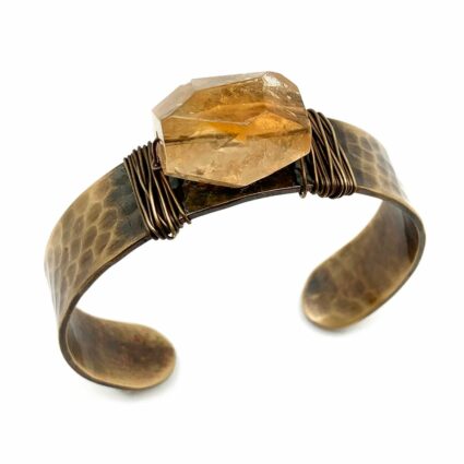 Banjara Hammered Cuff With Stone - Yellow Aventurine