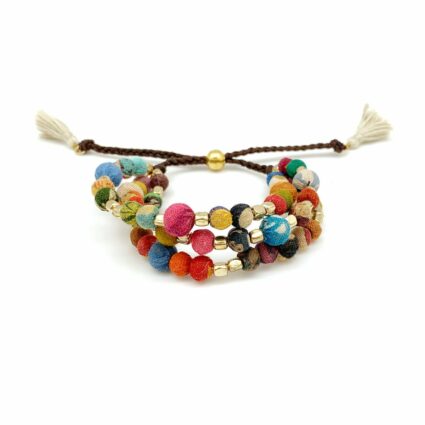 Aasha Triple Layer Brown Pull Tie Bracelet