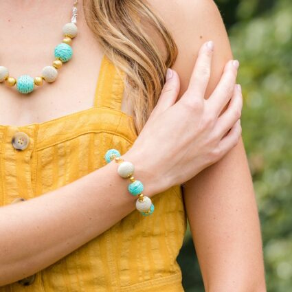 Sachi Turquoise Waters Bracelet - Large Circle Beads Stretch