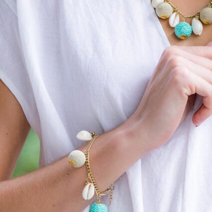 Sachi Turquoise Waters Bracelet - Circle and Shell Charms