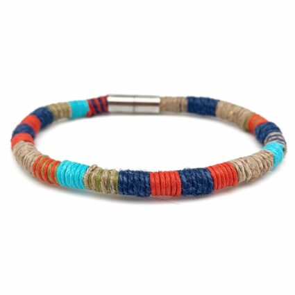 Aadi Multicolor Twine Navy Orange Aqua Men's Bracelet