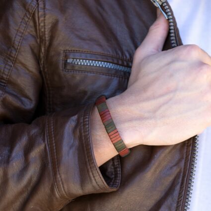 Aadi Orange & Brown Leather Wrapped Pull Tie Men's Bracelet