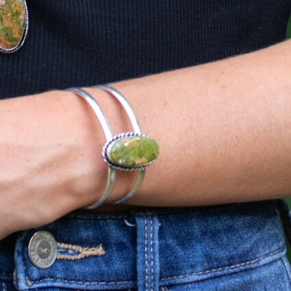 Kashi Semiprecious Stone Cuff Bracelet - Unakite