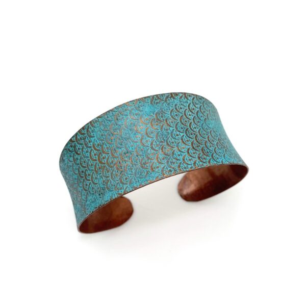 Copper Patina Bracelet Turquoise Scallop Design Anju Jewelry