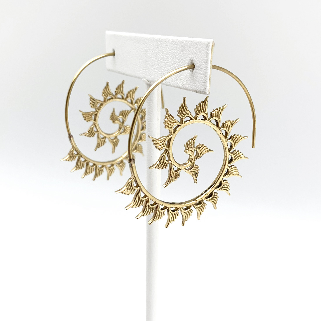 Tanvi Collection Earrings - Gold Mini Wings Spiral Open Hoop