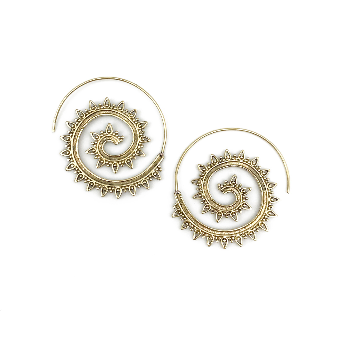 Tanvi Collection Earrings - Gold Filigree Points Open Hoop