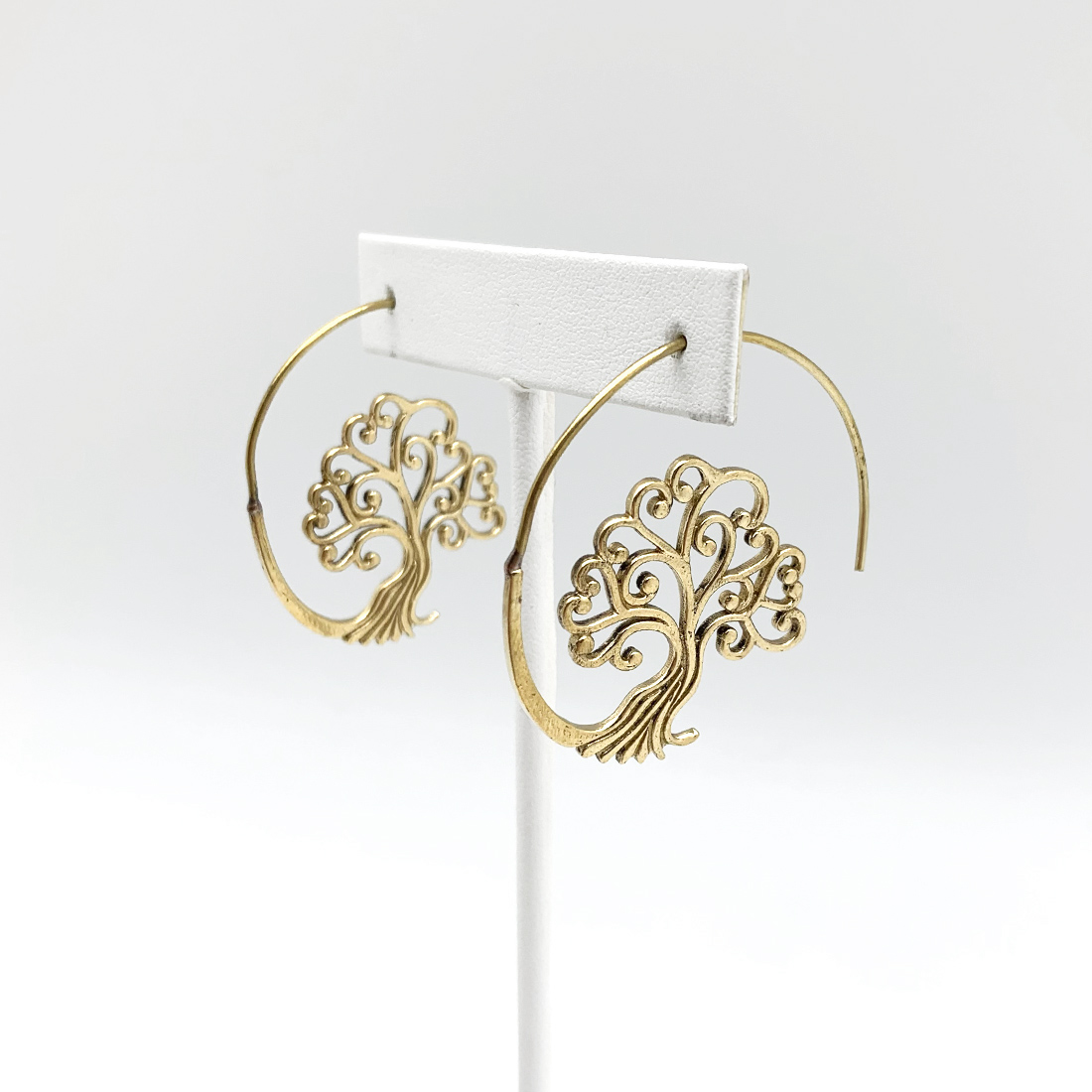 Tanvi Collection Earrings - Gold Tree of Life Open Hoop