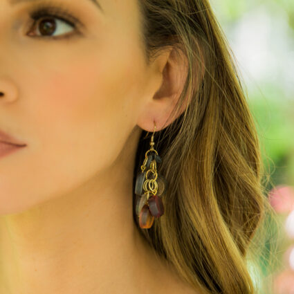 Omala Autumn Neutrals Collection Earrings - Beaded Cluster
