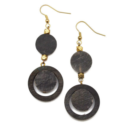 Omala Autumn Neutrals Collection Earrings - Black Circles