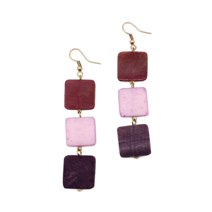 Omala Primrose and Plum Collection Earrings - Three Squares