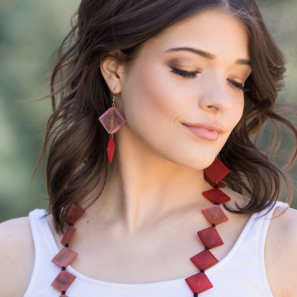 Omala Rosy Cheeks Collection Earrings - Faceted Squares