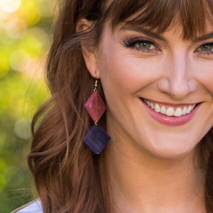 Omala Primrose and Plum Collection Earrings -Faceted Squares