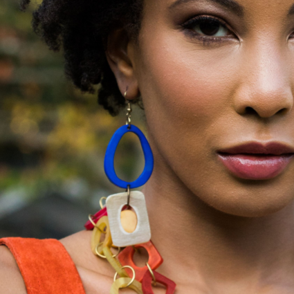 Omala Bold & Brash Collection Earrings - Hoop and Rectangle