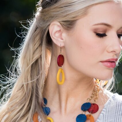 Omala Rainbow Collection Earrings - Disc and Oval Beads