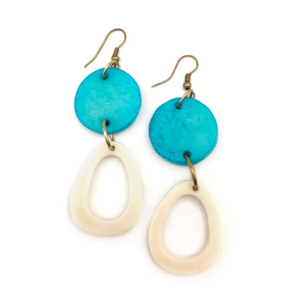 Omala Azure Coast Collection Earrings - Disc and Oval Beads