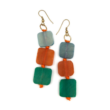 Omala Rainbow Collection Earrings - Triple Square Beads