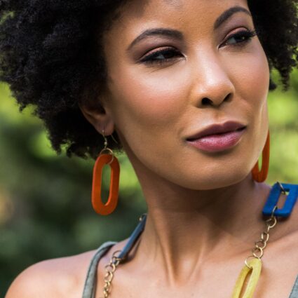 Omala Rainbow Collection Earrings - Long Oval Beads