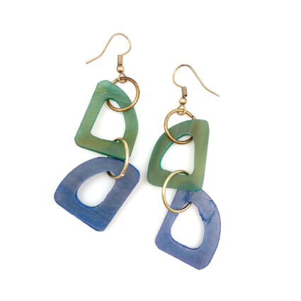 Omala Azure Coast Collection Earrings - Two Abstract Beads