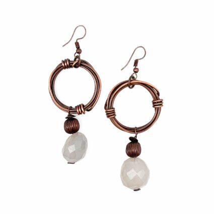 Banjara Antiqued Ring Earrings with Chalcedony Stone