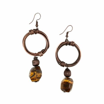 Banjara Antiqued Ring Earrings with Tigereye Stone